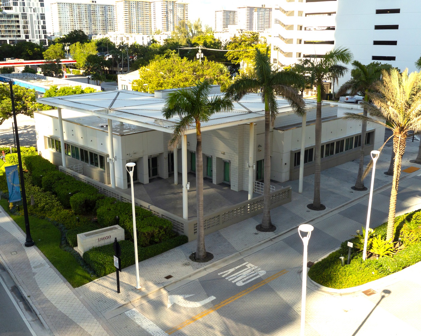 Aerial view of Government Center Annex located at 18050 Collins Avenue