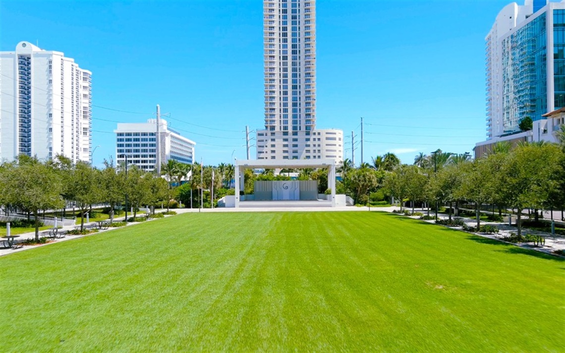 Gateway Park lawn and stage