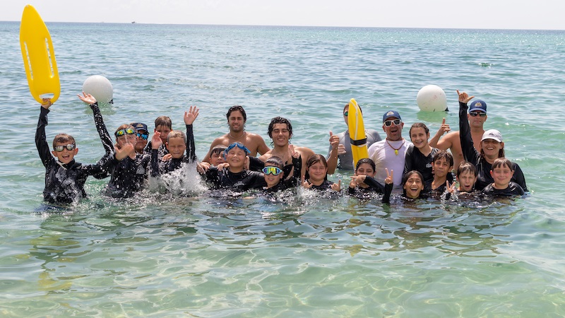 Junior lifeguard campers in the ocean